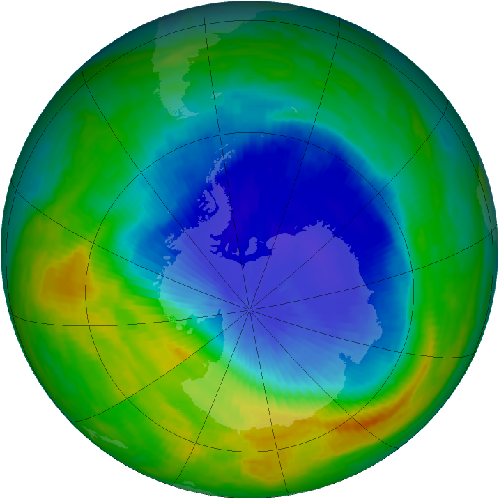 Antarctic ozone map for 31 October 1985